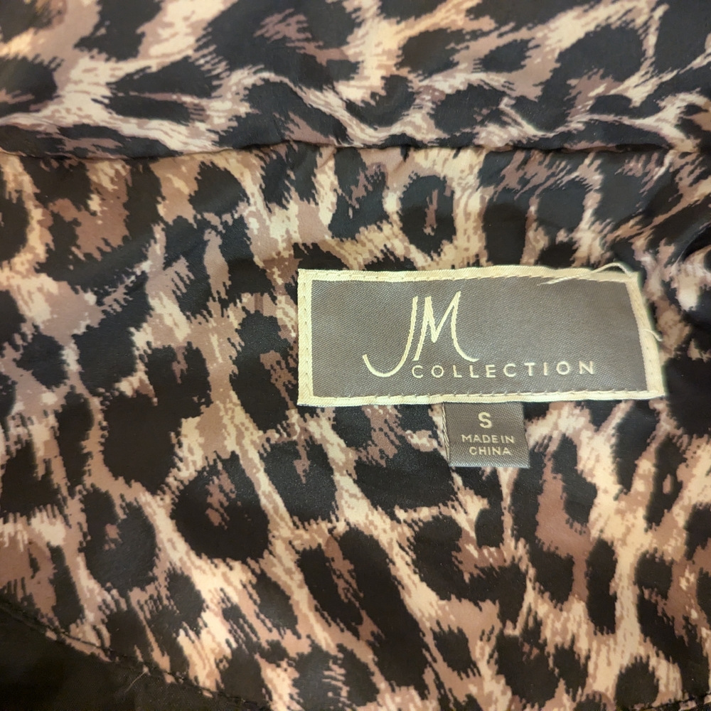 JM Collection Animal Print Top in Black and Tan